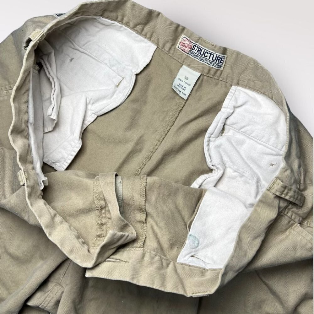Vintage 90s Structure Khaki Chino Work Shorts Size 38 - Picture 8 of 9